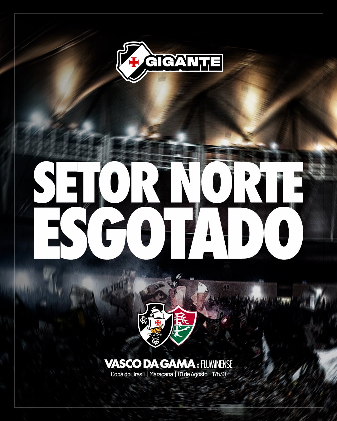 Setor Norte do Maracanã, exclusivo da torcida do Vasco, está esgotado para o clássico neste sábado