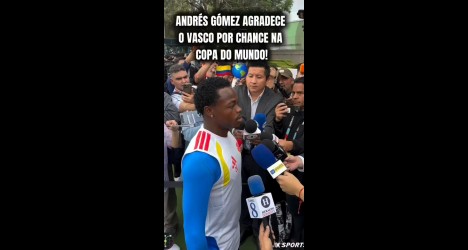 Andrés Gómez reconhece a importância do Vasco na sua convocação para a Copa do Mundo; veja vídeo