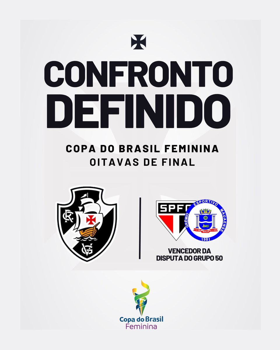 Feminino: Adversário do Vasco nas oitavas da Copa do Brasil sairá do confronto entre São Paulo e Mauaense